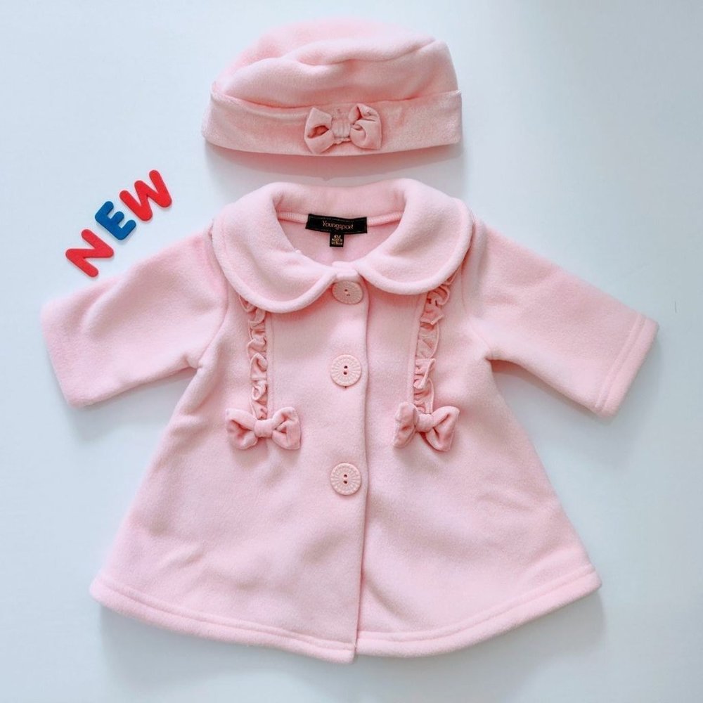 ✌🏼NWOT✌🏼Precious Pink Ruffles Fleece Coat 9M